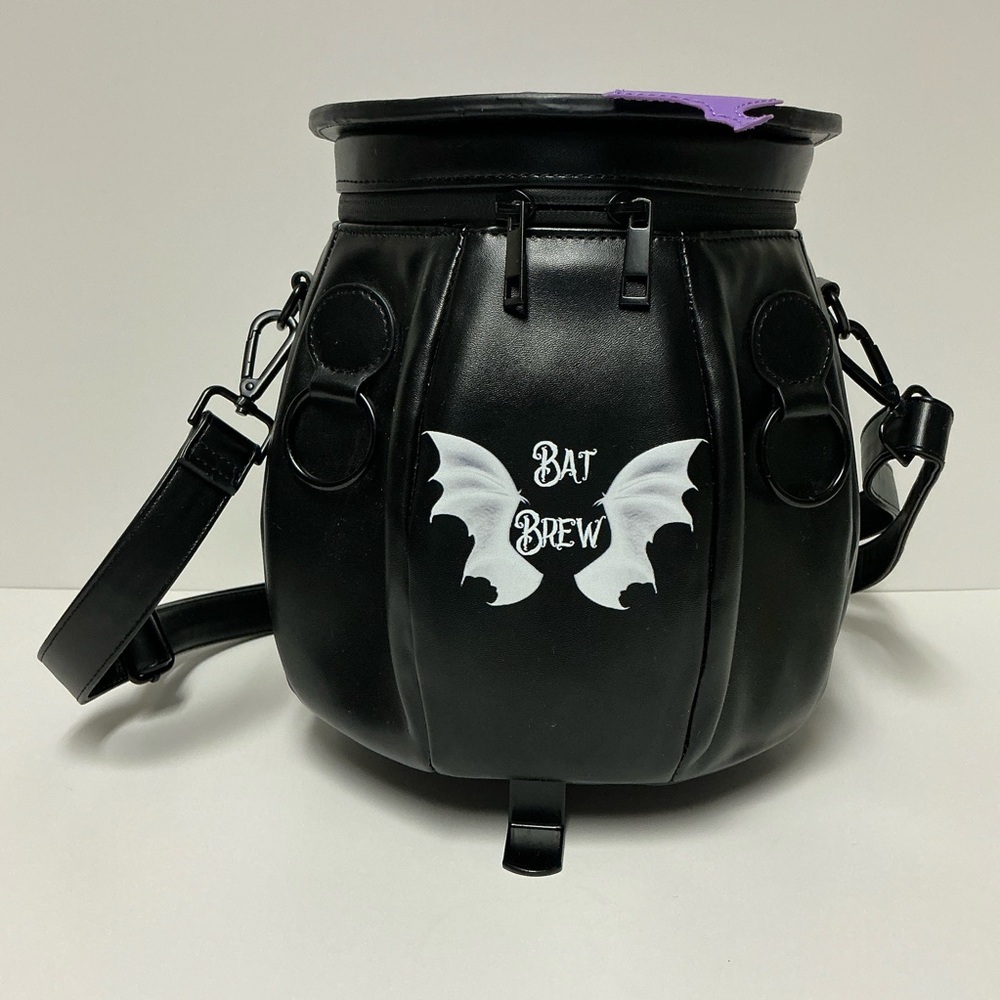 Monster Creations Black Purse Bat Brew Witch's Cauldron Purple Potion Bubbles